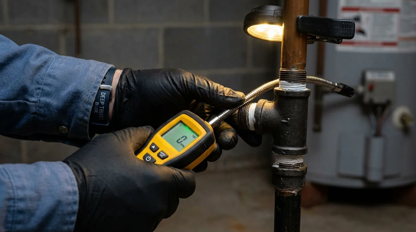 Gas leak detection with electronic sniffer by Johns Plumbing LLC in Mexico Beach