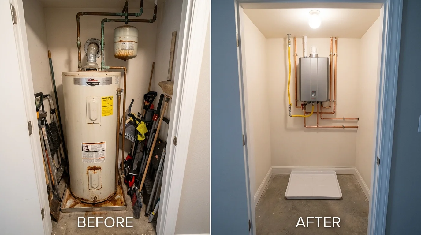 Tank water heater versus wall-mounted tankless unit comparison for Mexico Beach, FL homeowners
