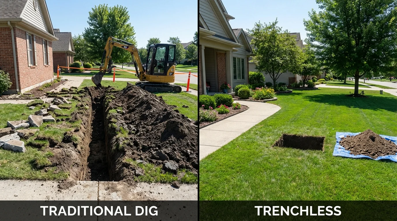 Trenchless sewer repair with minimal yard damage versus traditional excavation in Mexico Beach, FL